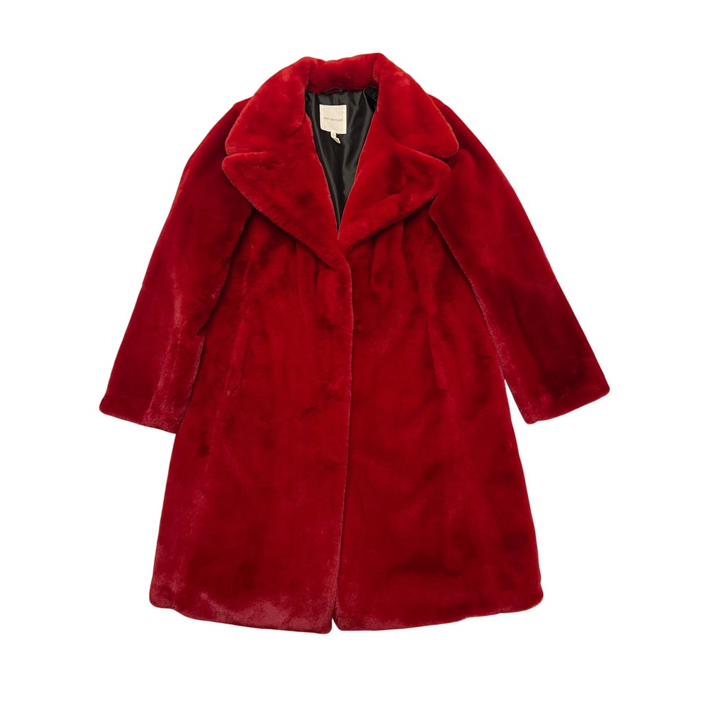 Avec Les Filles Red Lux Faux Fur Soft Cozy Glam Mob Wife Old Money Coat Size M